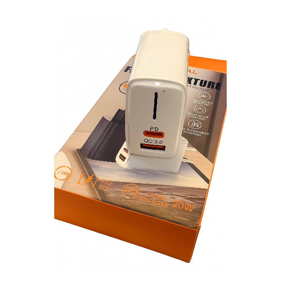 CARGADOR DE PARED USB-C 20W Y USB CARGA RAPIDA PREMIUM