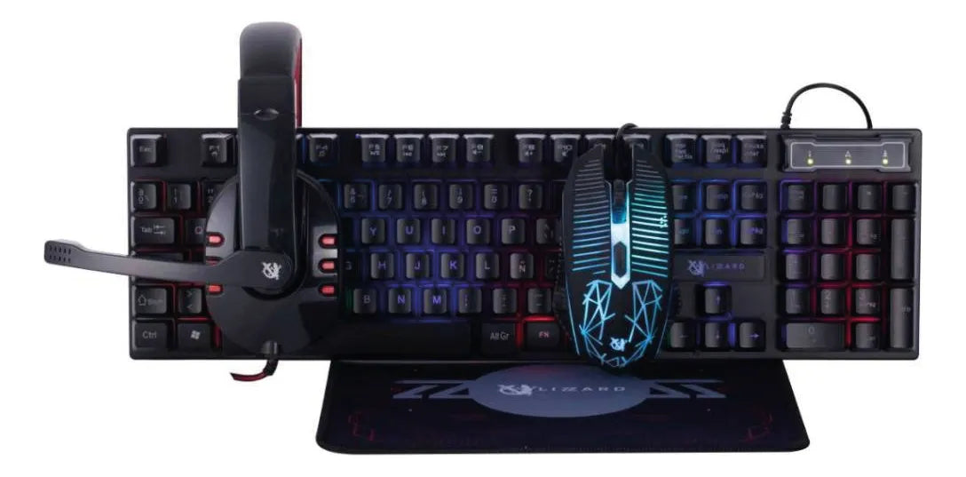 KIT GAMER 4 EN 1 RGB – TECLADO + MOUSE + AURICULAR + MOUSEPAD