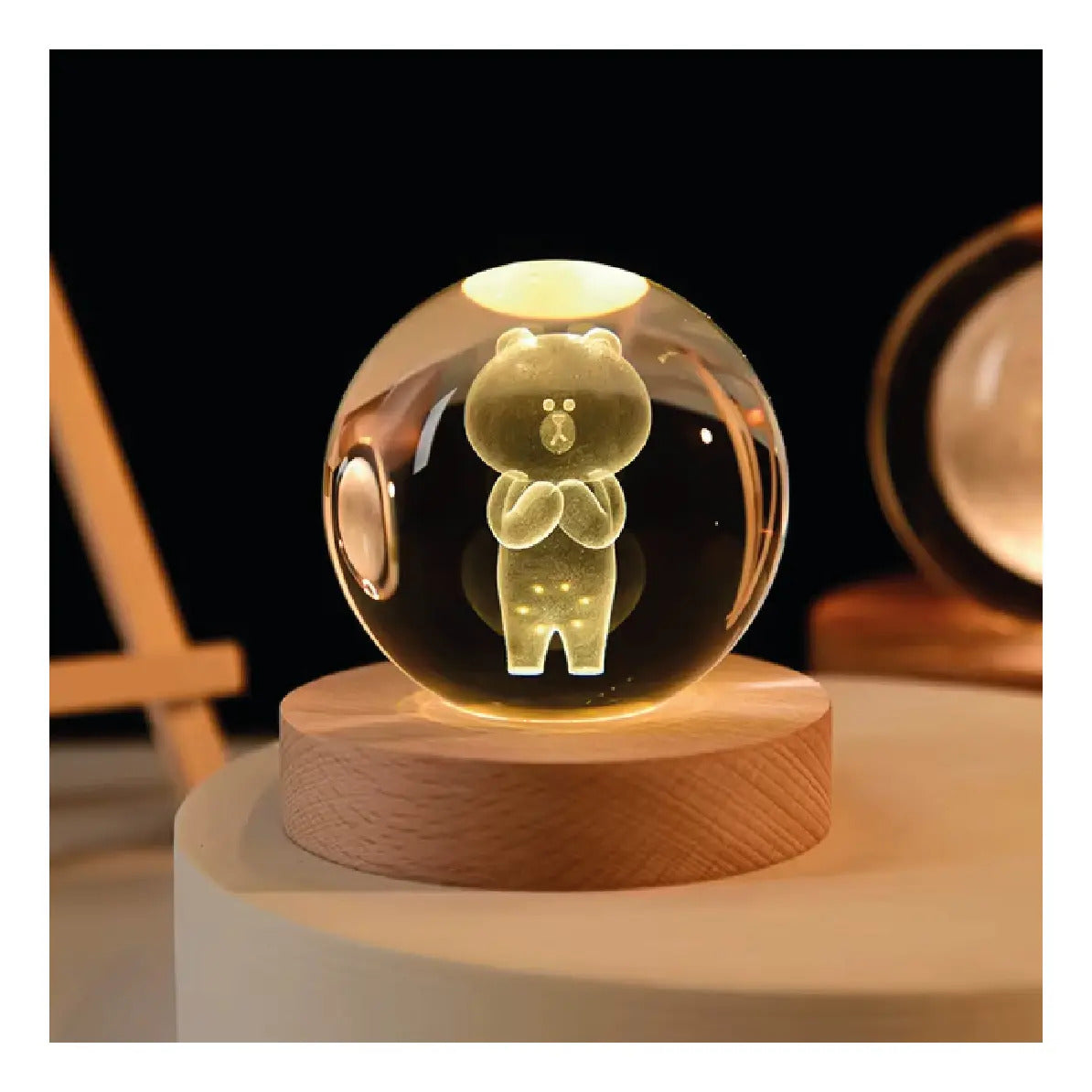 Lámpara bola de cristal 3D - Oso cariñoso