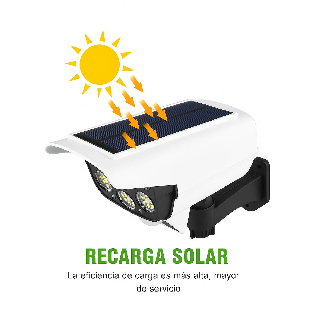 Foco Solar Sensor De Movimiento Tipo Cámara Seguridad