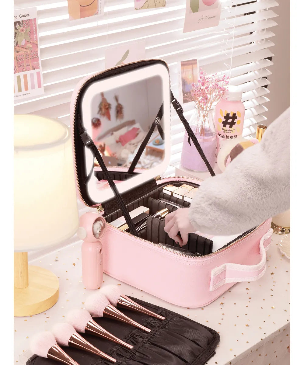 Maleta Maquillaje Valija Organizadora Maquillaje Espejo Led
