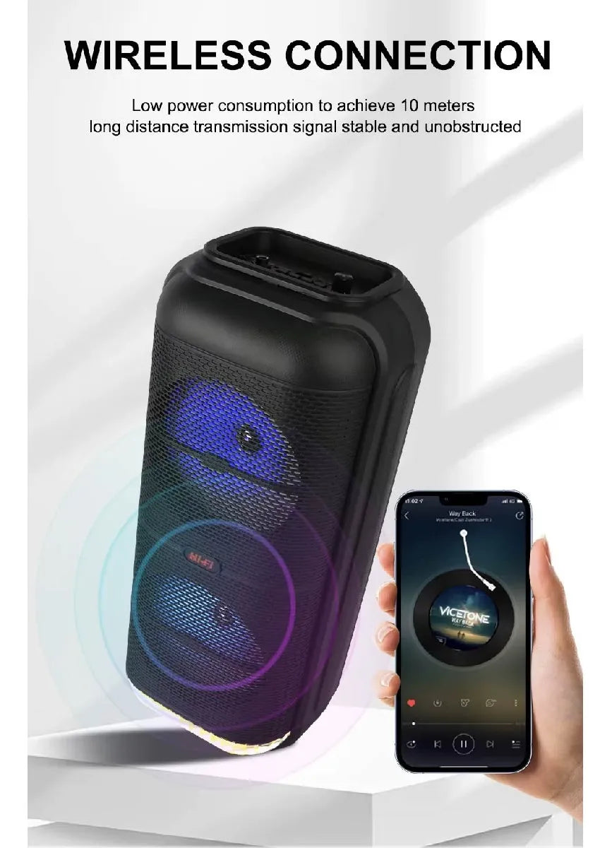 Parlante Grande Doble Luces Rgb Bluetooth Usb Sd Fm - Ins