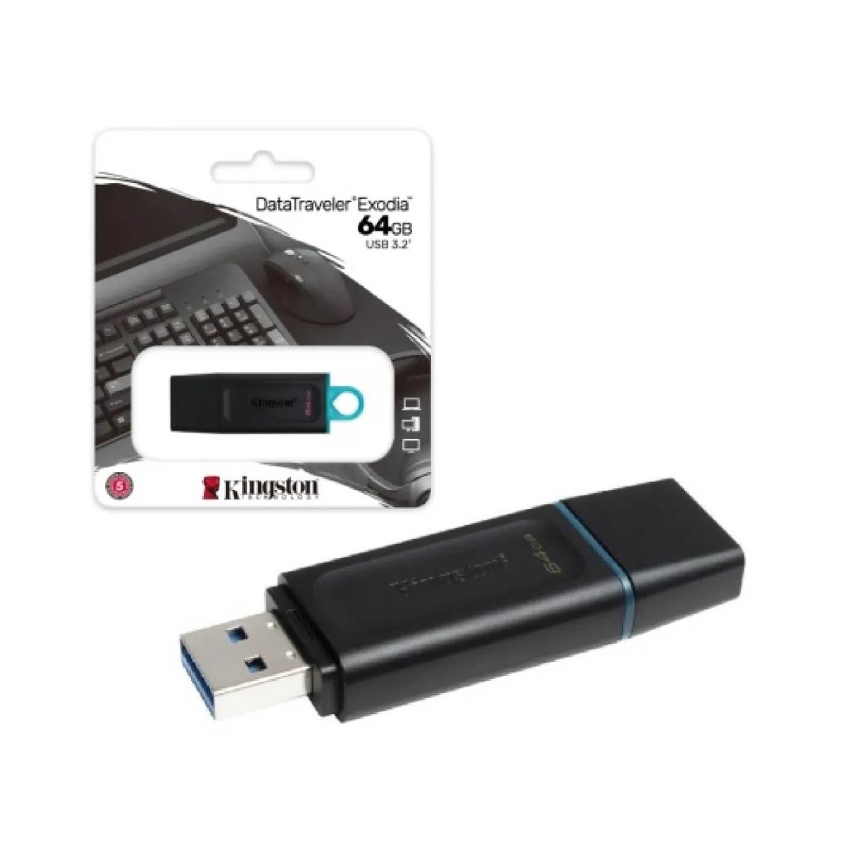 Pendrive Kingston Datatraveler 64gb 3.2 Gen 1 Negro