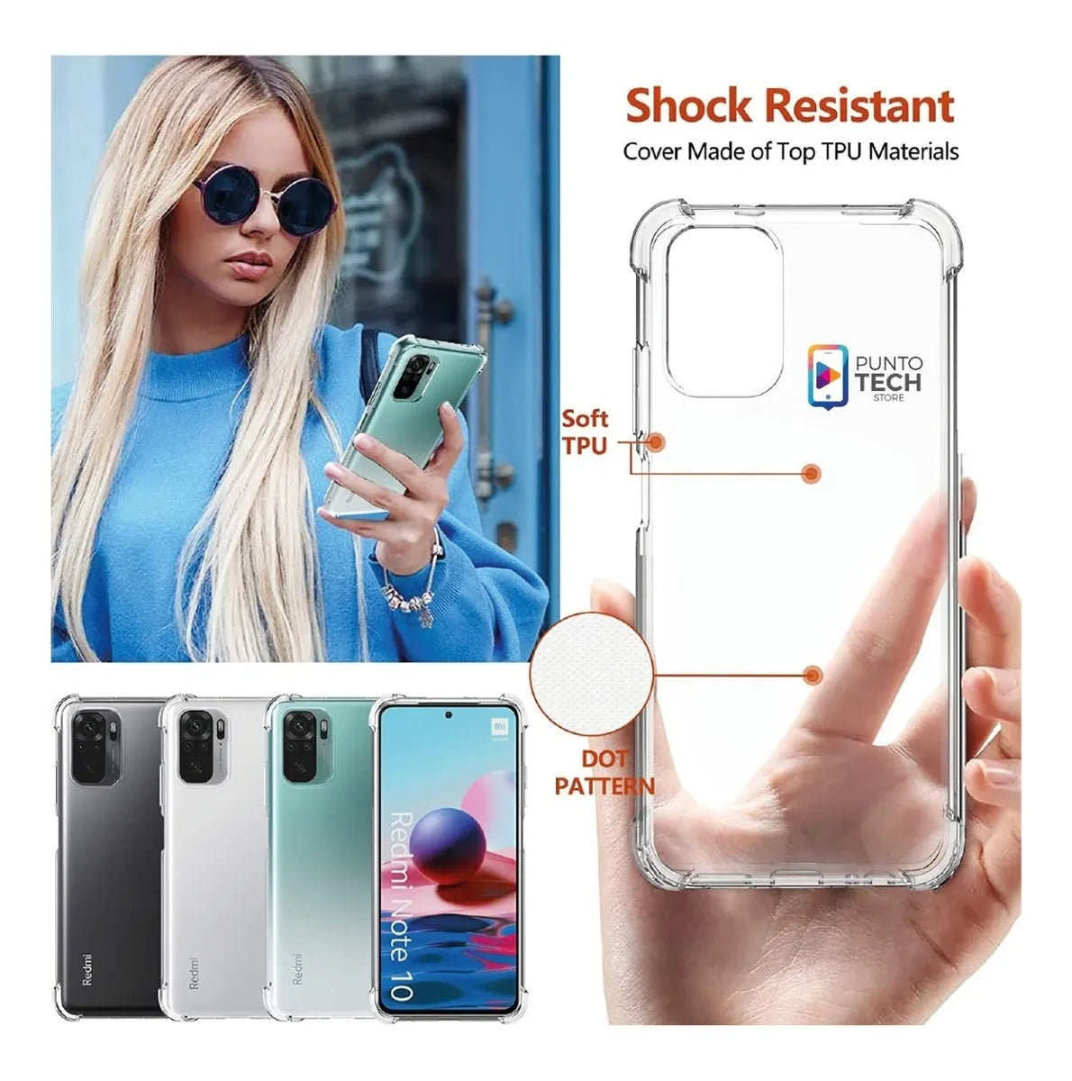 Protector Transparente AntiShock Con Bordes Reforzados Para Xiaomi Redmi 14c