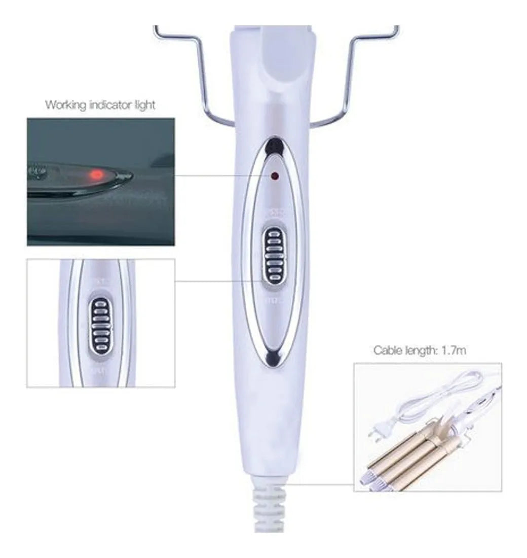 Buclera Rizador Triple Rodillo De Pelo Profesional Kemei 45w