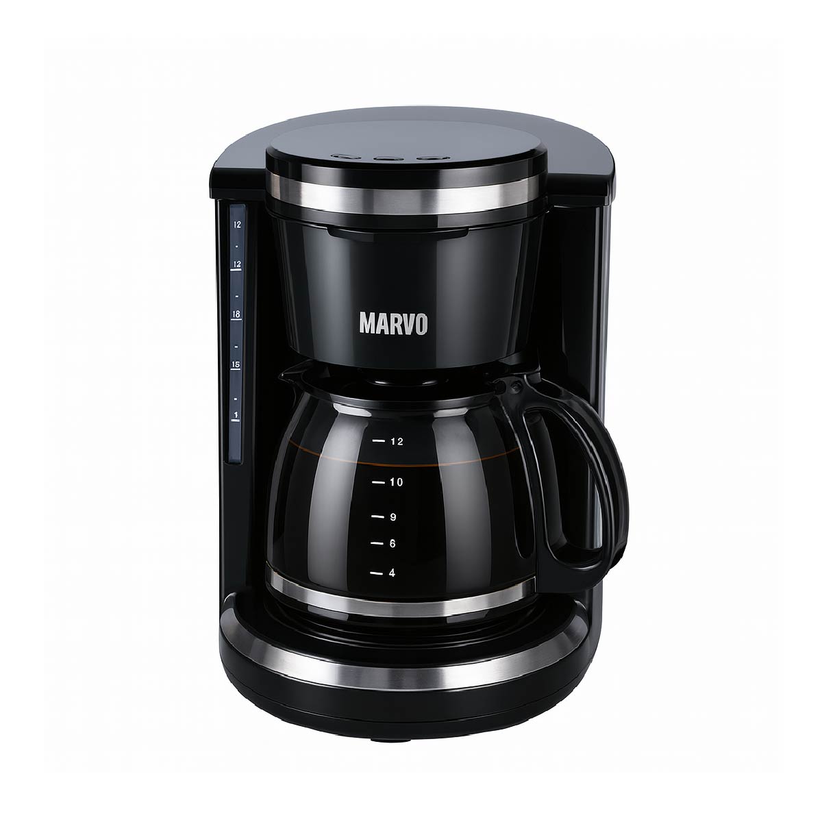 Cafetera De Vidrio Automatica Marvo Hcm-045 1.5l De 12 Tazas Color Negro