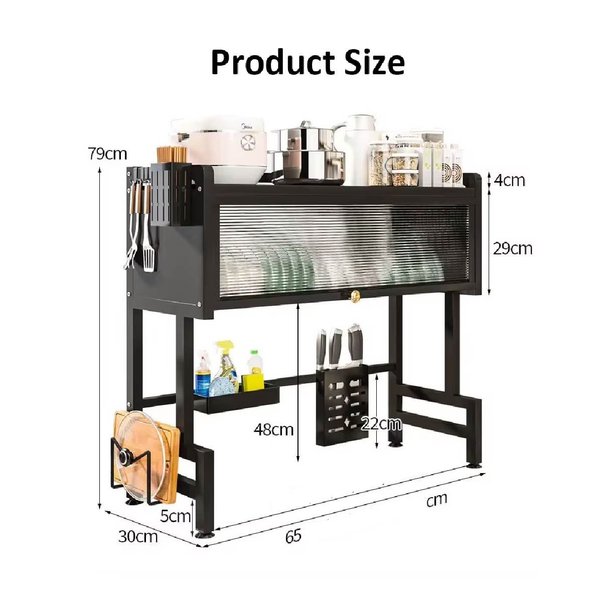 Escurridor De Loza Organizador Platos Utensilios Cocina 65cm - Negro