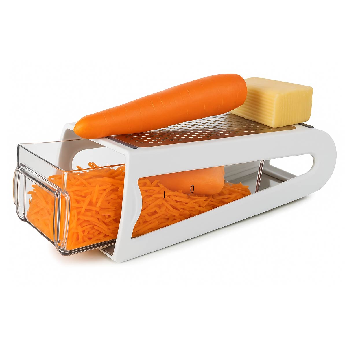 Rallador Doble Con Recipiente Queso Verduras Cocina Blanco