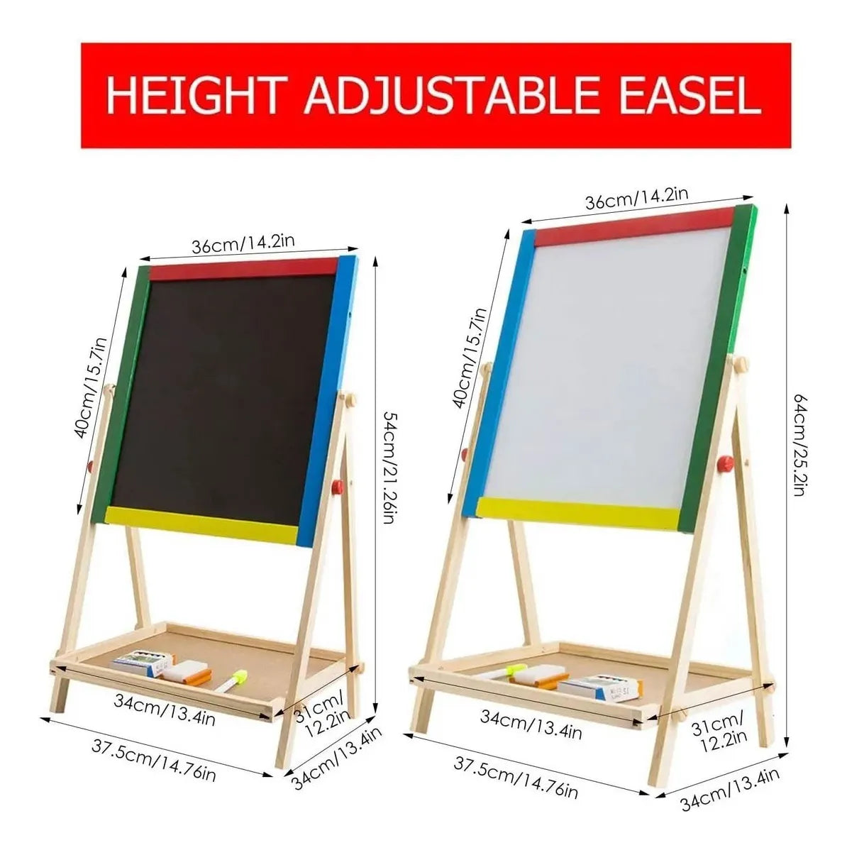 Pizarra Infantil 2 En 1 Reversible Tiza Imantada Niños