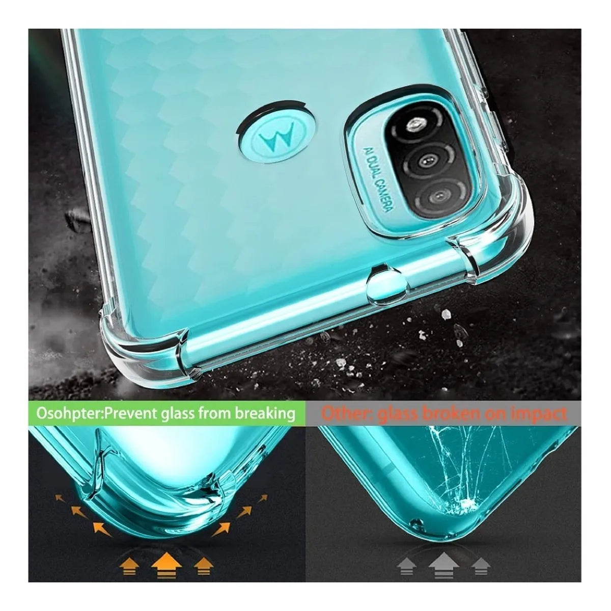 Protector Transparente AntiShock Con Bordes Reforzados Para Moto G10