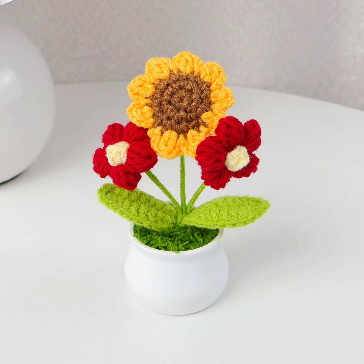 Plantas En Maceta De Girasol Tejidas A Mano Decorativas