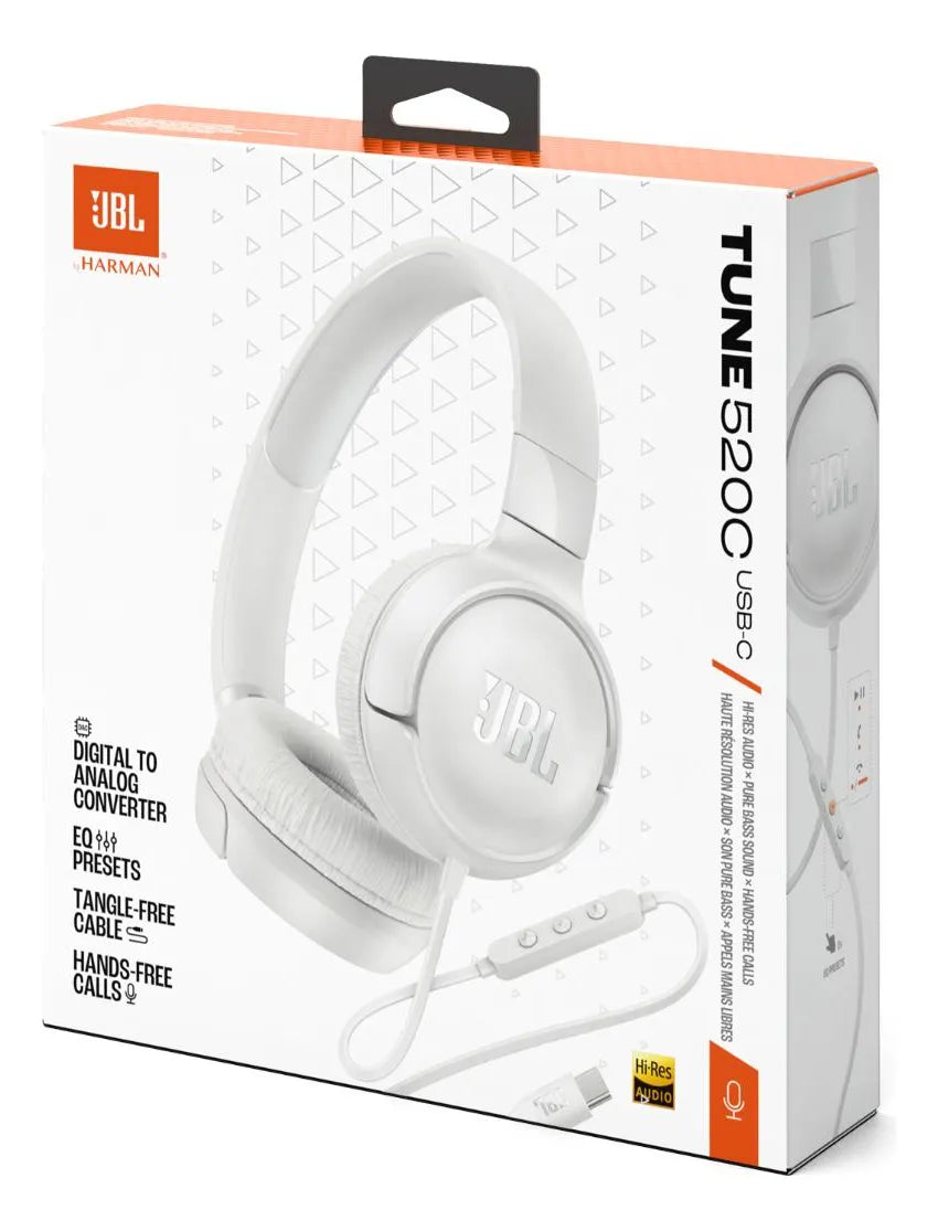 Auriculares Audífonos Jbl Tune 520 Con Cable Tipo C White