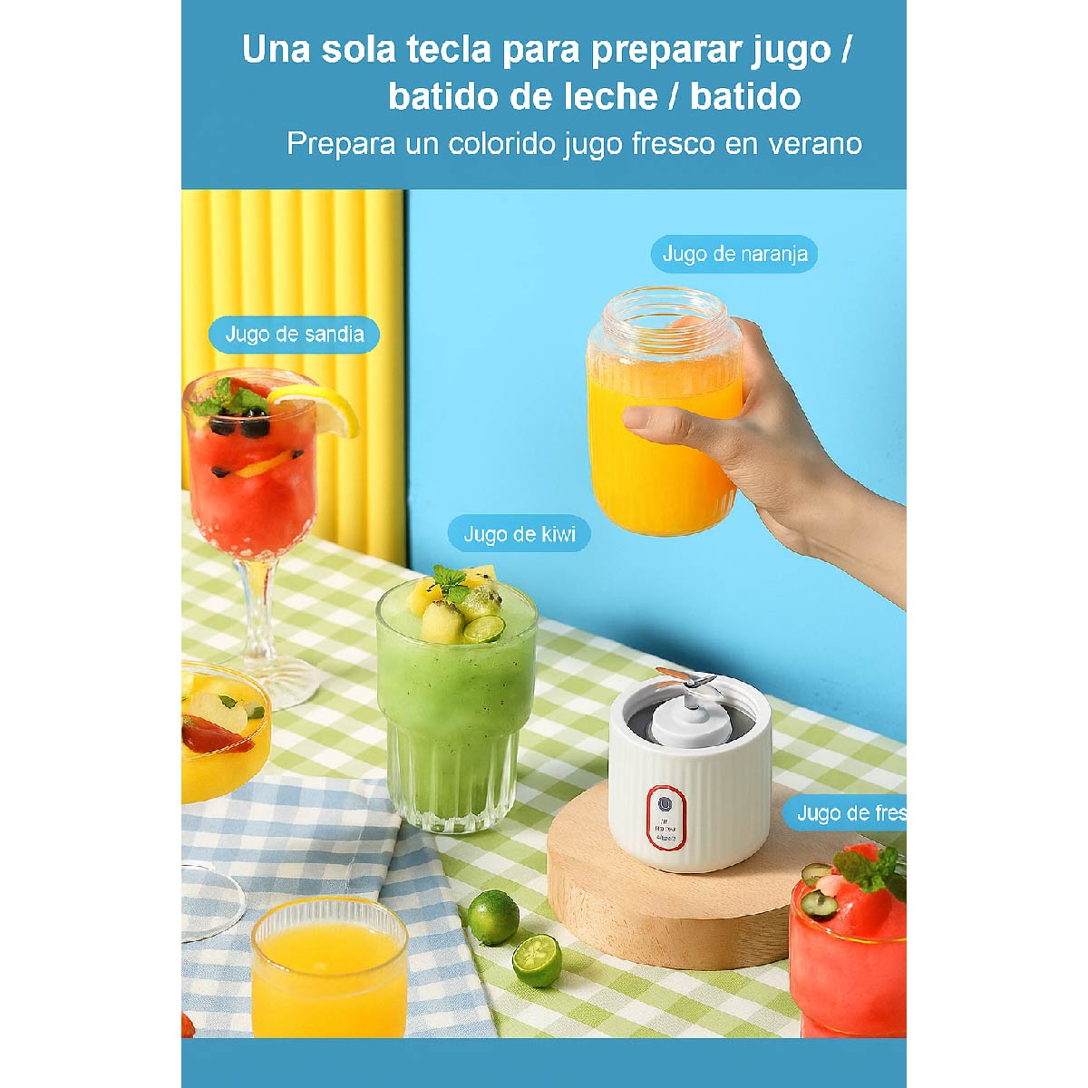Licuadora Portatil Recargable Botella Con Agarre Usb Jugo