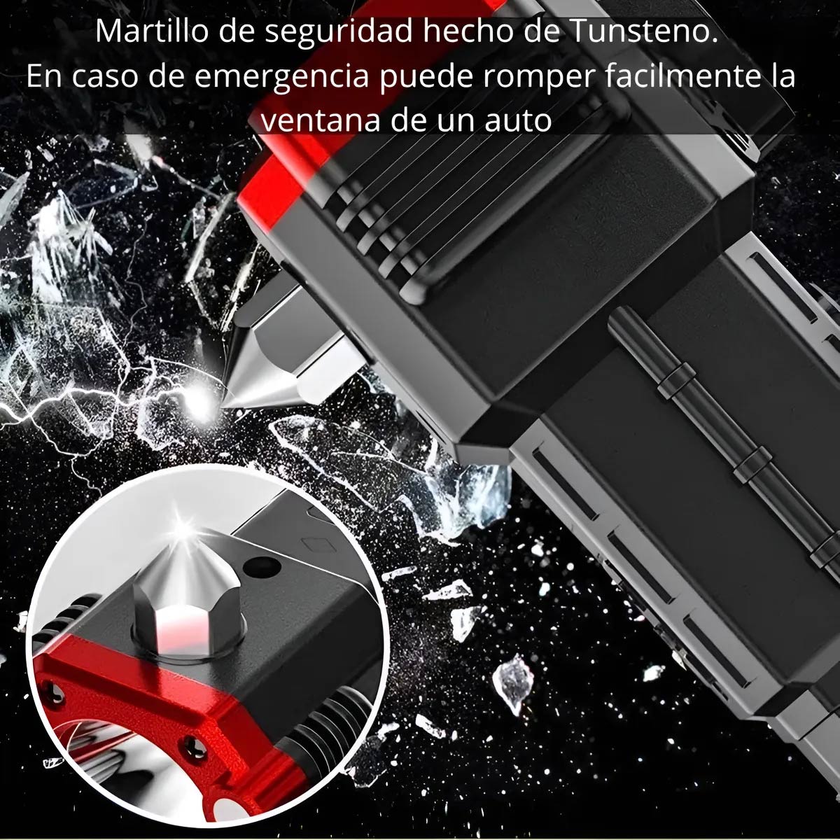 Linterna 5 En 1 Led Martillo Emergencia Auto Power Bank - Blanco - Plateado