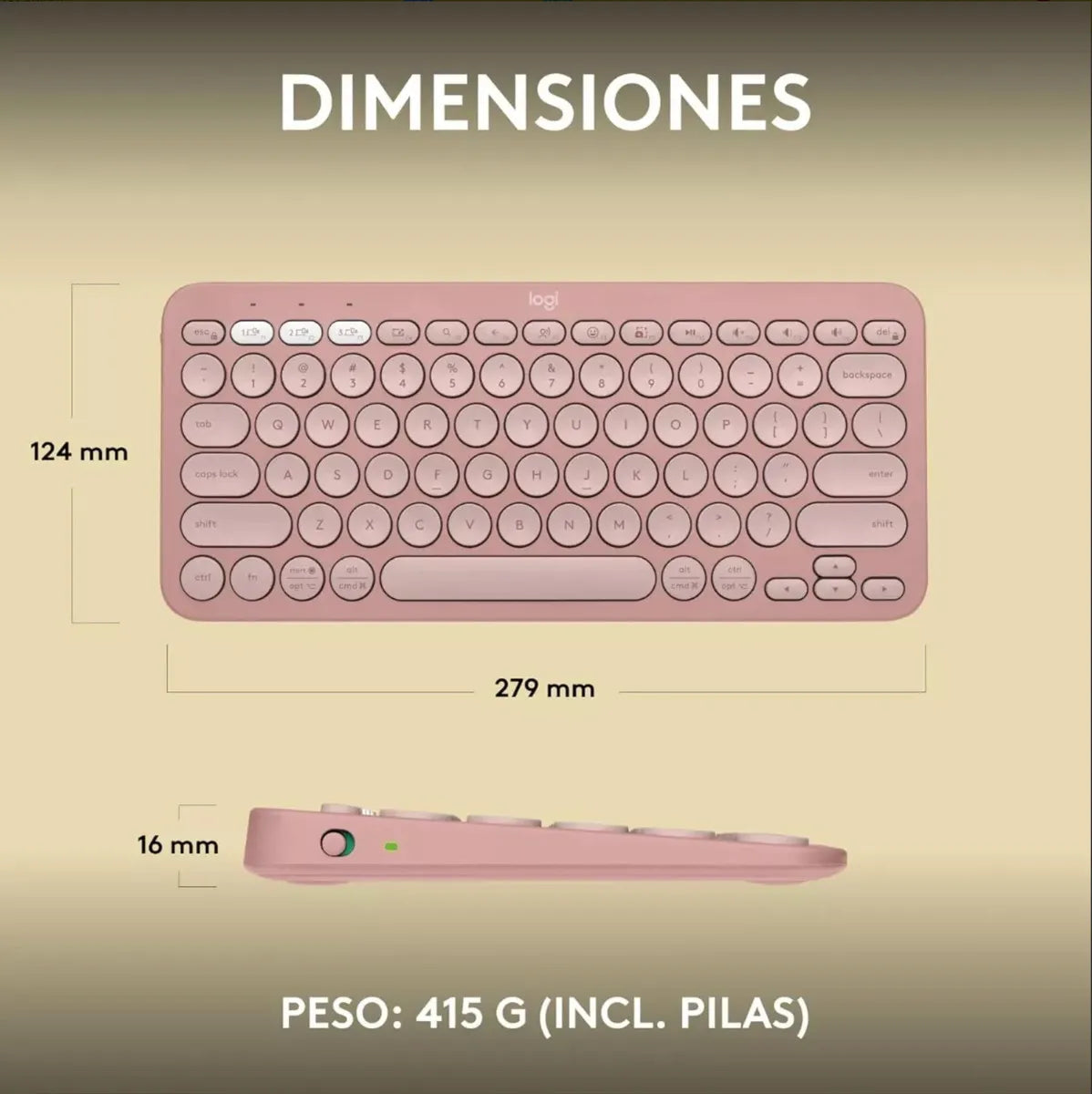 Teclado Logitech K380s Rosa Qwerty Español Inalámbrico