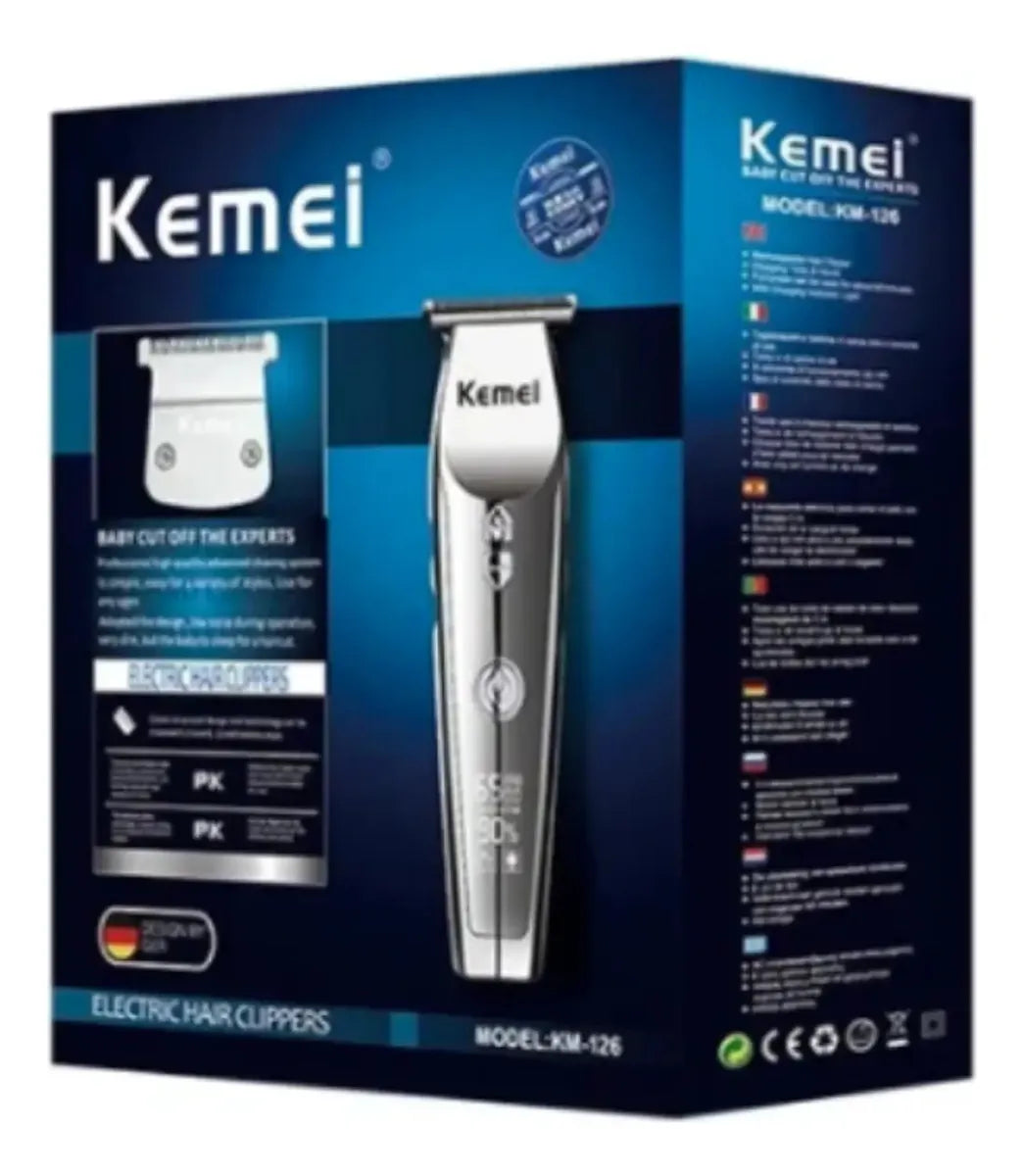 Corta Pelo Barba Kemei Profesional Color Plateado Km-126