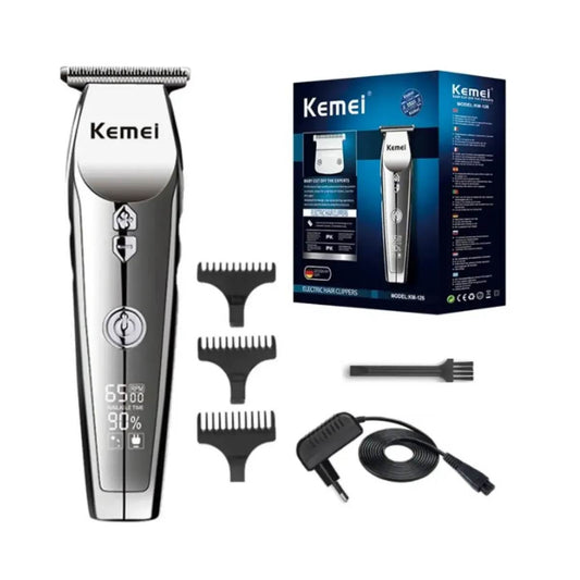 Corta Pelo Barba Kemei Profesional Color Plateado Km-126