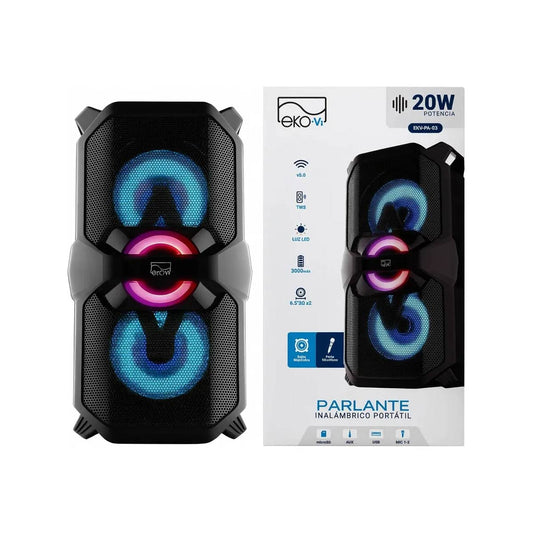 Parlante Bluetooth Ekv-pa-03 20w 2 X 26.5 3000 Mah Premium