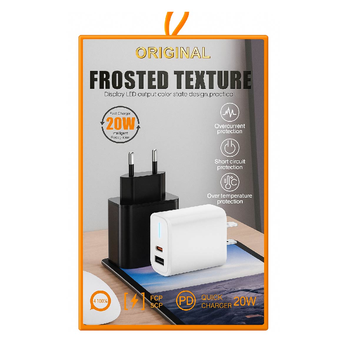 CARGADOR DE PARED USB-C 20W Y USB CARGA RAPIDA PREMIUM