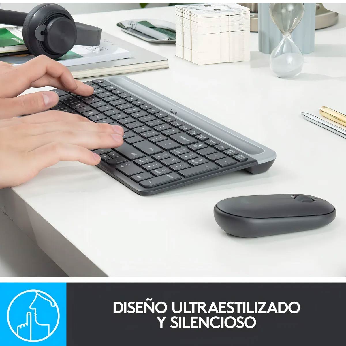 Teclado Y Mouse Combo Inalámbrico Logitech Rosa Español MK470