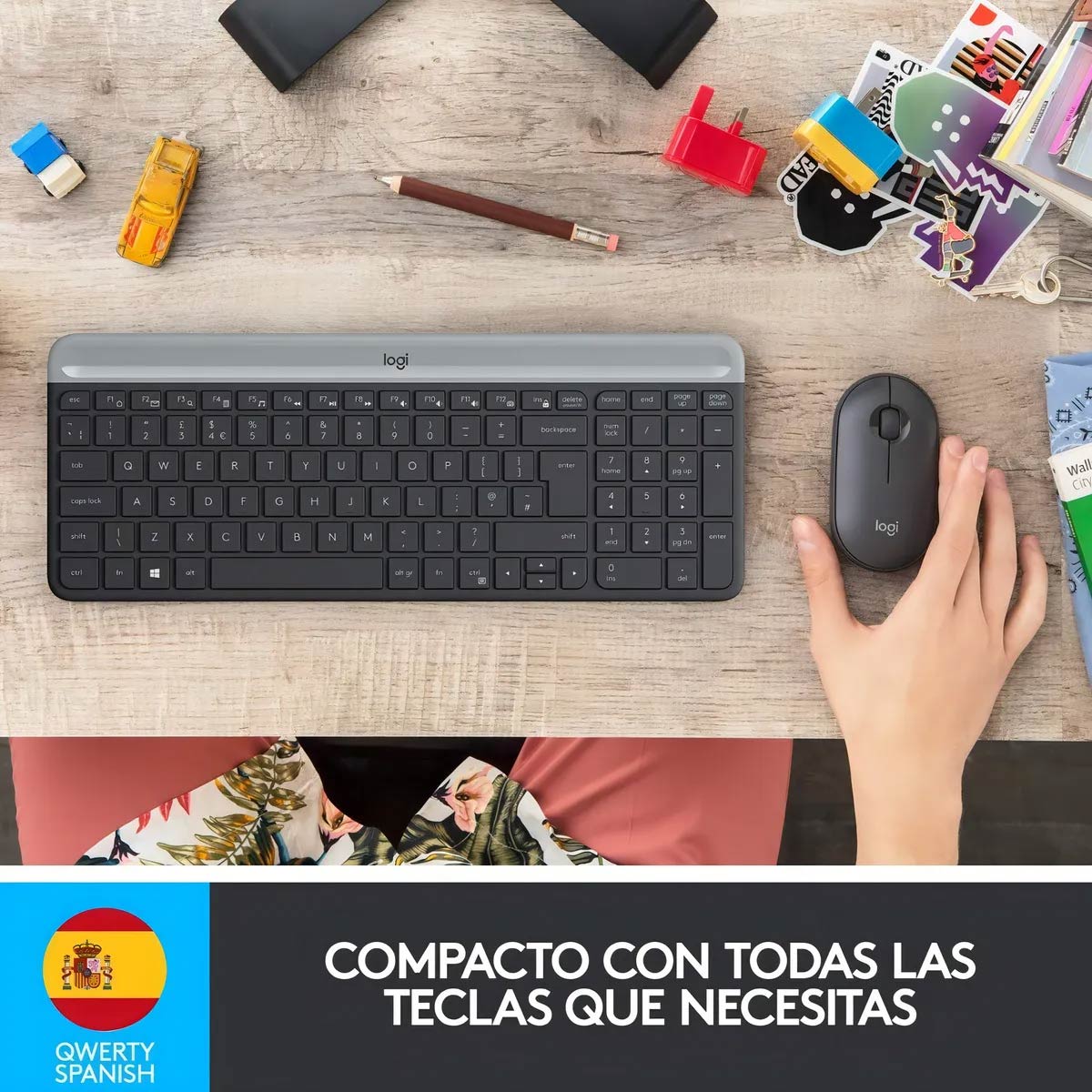 Teclado Y Mouse Combo Inalámbrico Logitech Negro Español MK470 Graphite