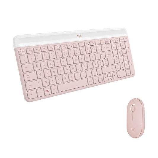 Teclado Y Mouse Combo Inalámbrico Logitech Rosa Español MK470