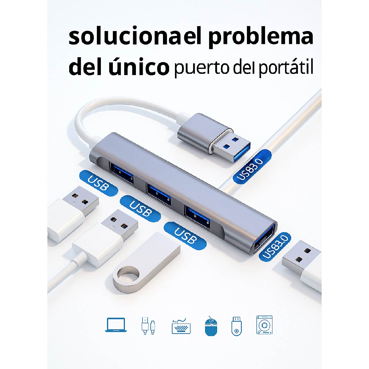 Hub Multiplicador De Puertos Usb 4 Puertos Usb 3.0