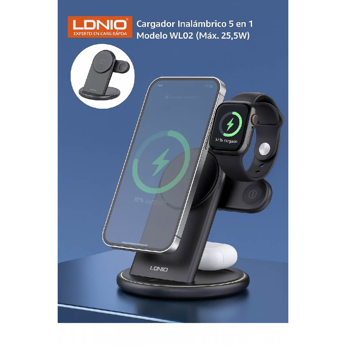 Estación Carga Inalámbrica 3 En 1 Para iPhone-iwatch-airpod