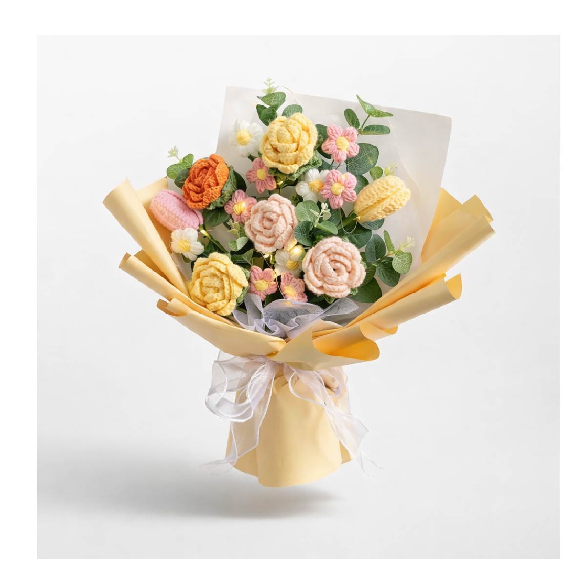 Ramo De Flores Grande Flores A Mano Rosas Y Girasoles Lana