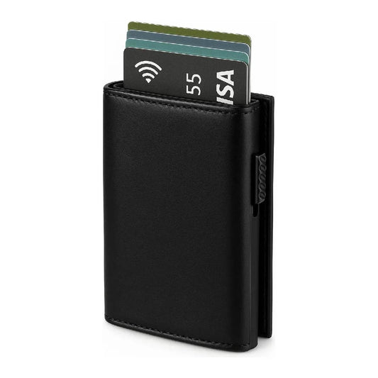 Billetera + Tarjetero Metal Rfid Eco Cuero Antirrobo Unisex