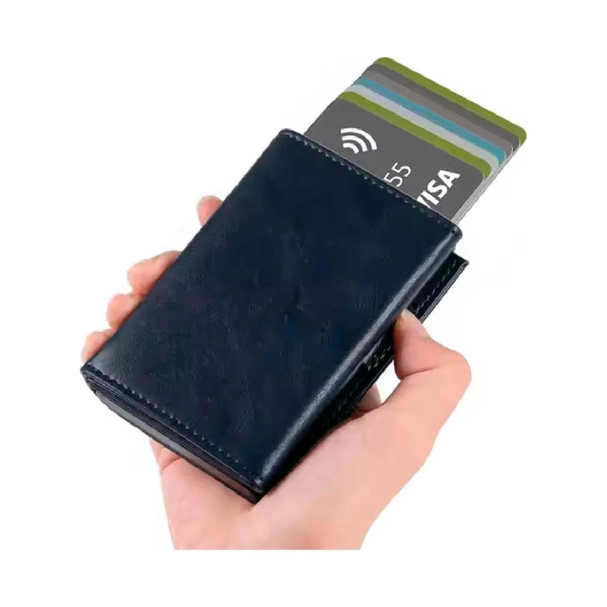 Billetera + Tarjetero Metal Rfid Eco Cuero Antirrobo Unisex
