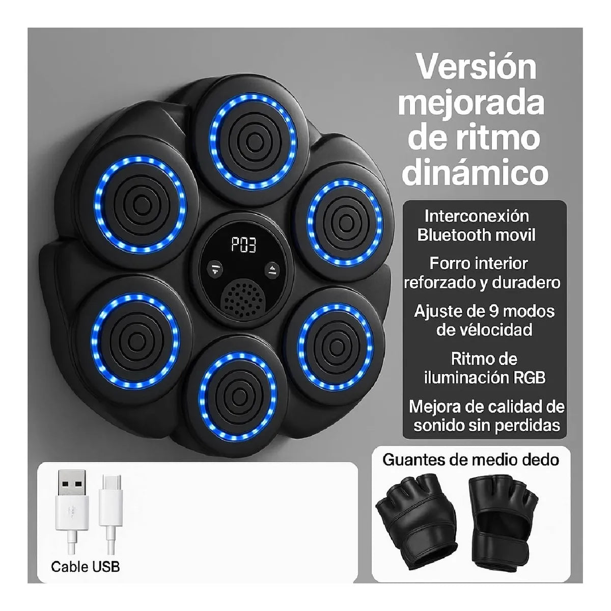 Maquina Boxeo Bluetooth Inteligente Musical Entrenamiento