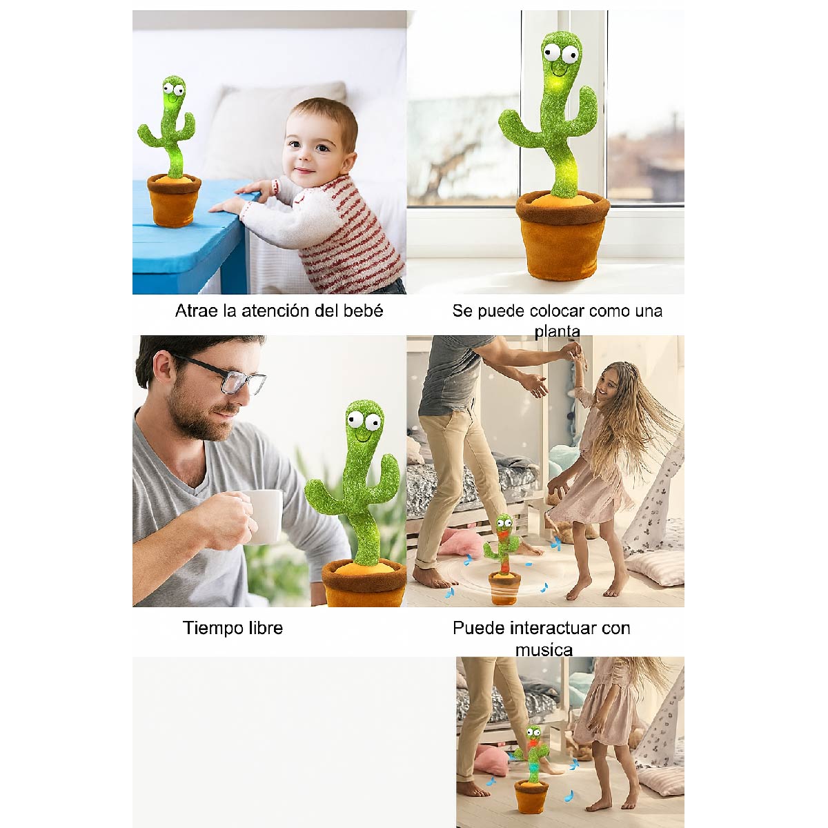 Cactus Planta Juguete Bailarin Baila Canta Habla Luces Usb