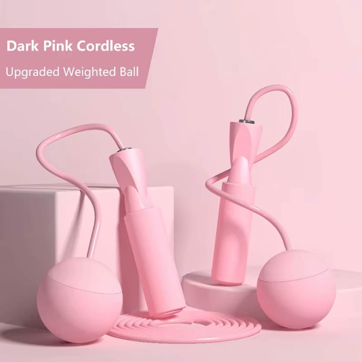 Cuerda Para Saltar Sin Cuerda Con Bolas De Peso 2 En 1 Rosa