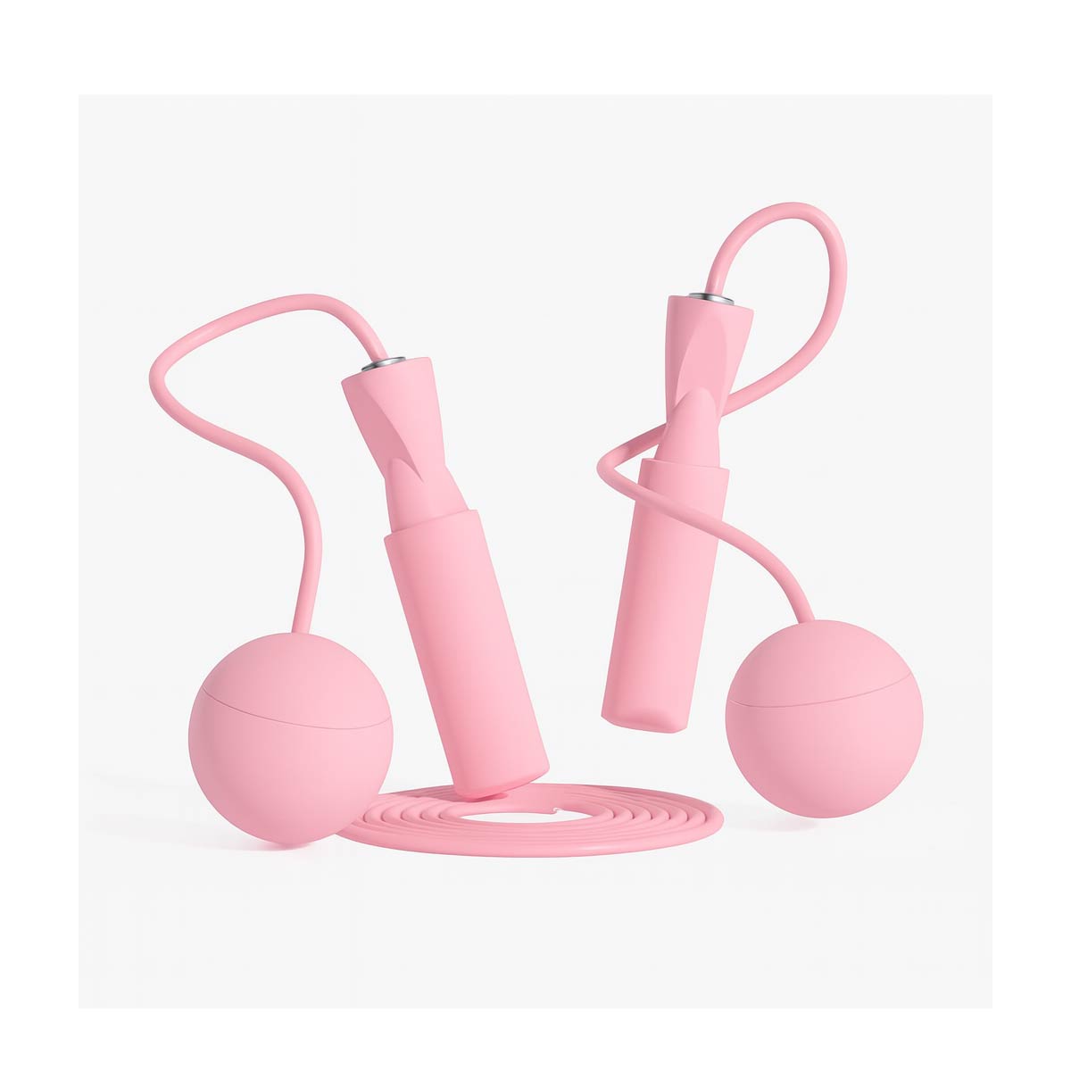 Cuerda Para Saltar Sin Cuerda Con Bolas De Peso 2 En 1 Rosa