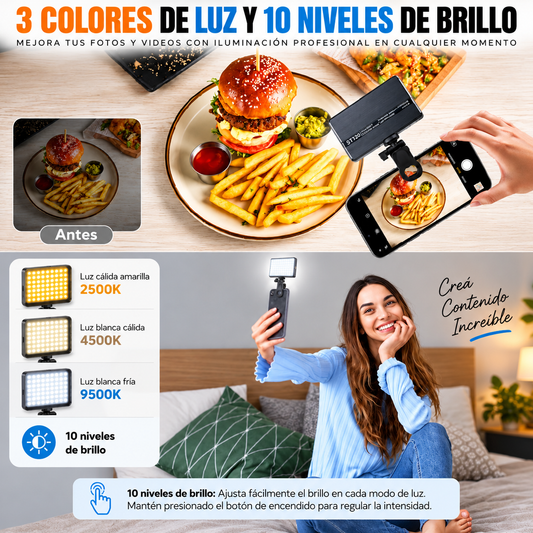 Luz Selfie Clip Celular Recargable Laptop Led Telefono