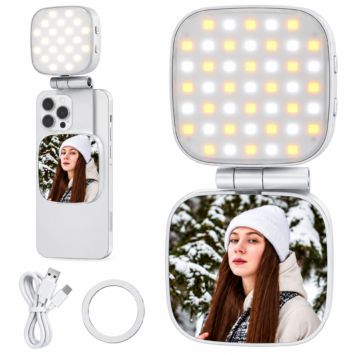 Luz Led Espejo Selfie Magnetico Celular Soporte Recargable