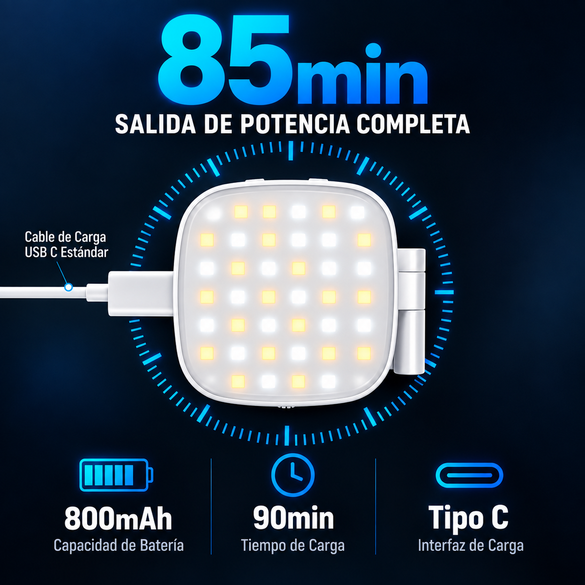 Luz Led Espejo Selfie Magnetico Celular Soporte Recargable