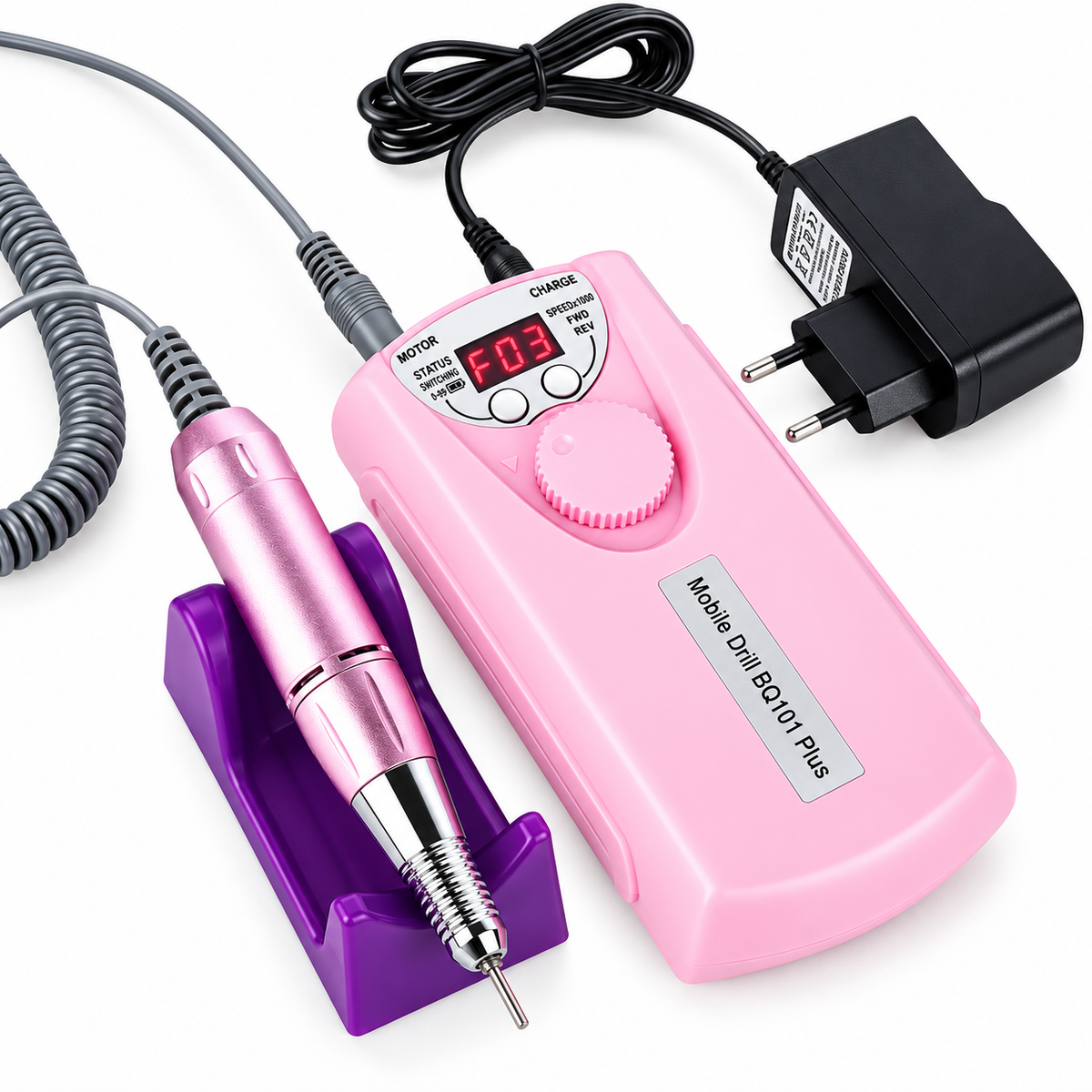 Torno Pulidor Inalámbrico Premium De Uñas 30000 Rpm, Rosa