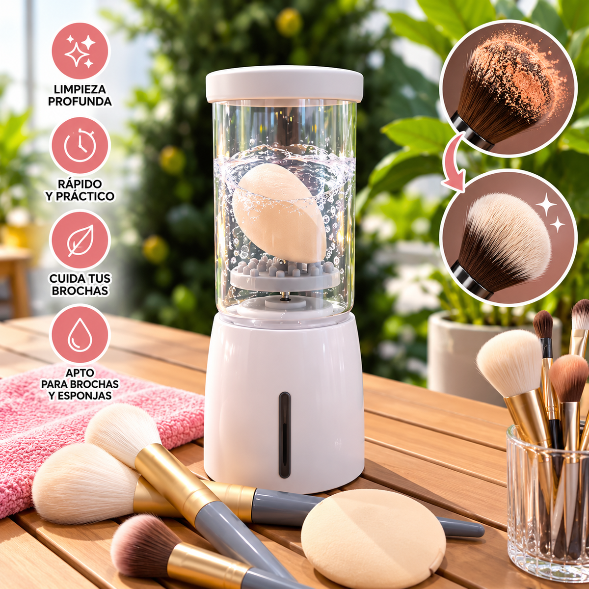 Máquina Limpiadora De Brochas De Maquillaje - Carga Usb - Blanco - foto 3