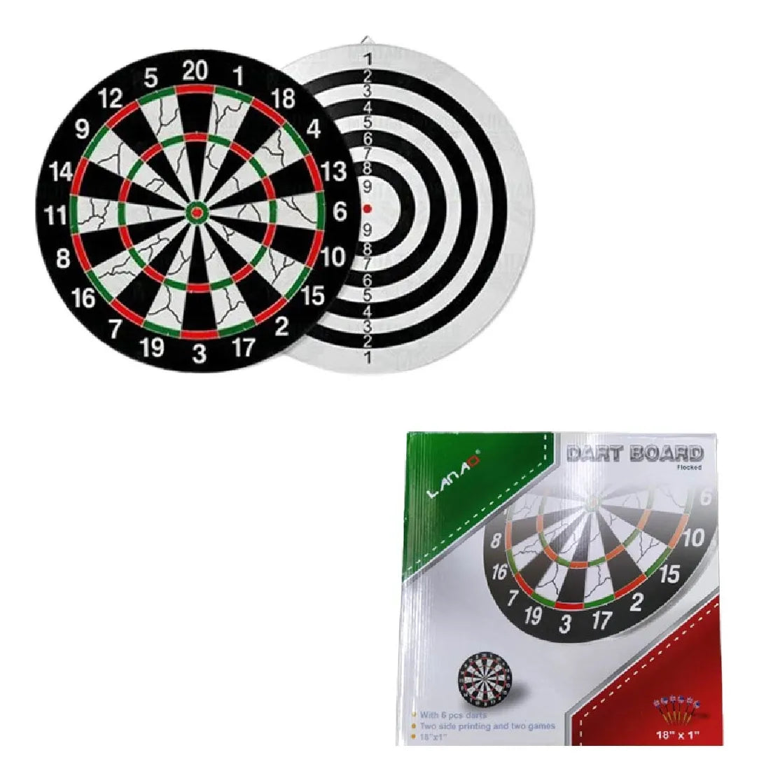 Juego De Dardos Tiro Al Blanco Tablero Reversible 29 Cm
