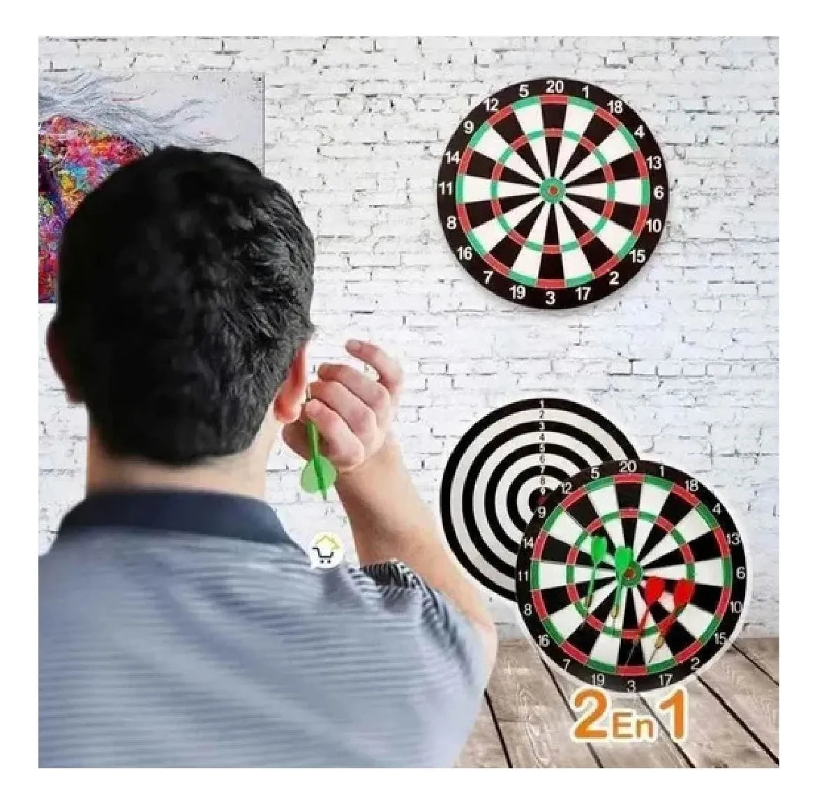 Juego De Dardos Tiro Al Blanco Tablero Reversible 29 Cm
