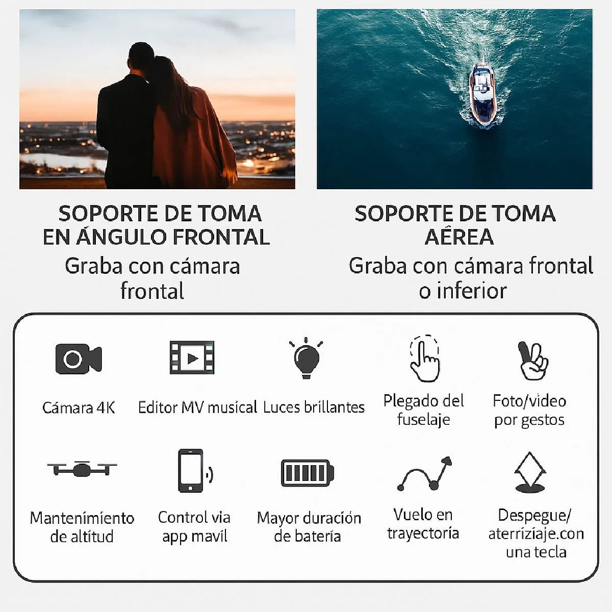 Drone Plegable Hd1080 Wifi Control Remoto+ Bolso Vuelo Smart