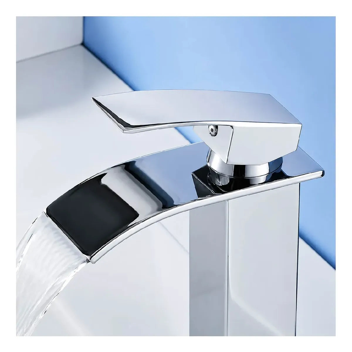Canilla cascada monocomando cromada para baño