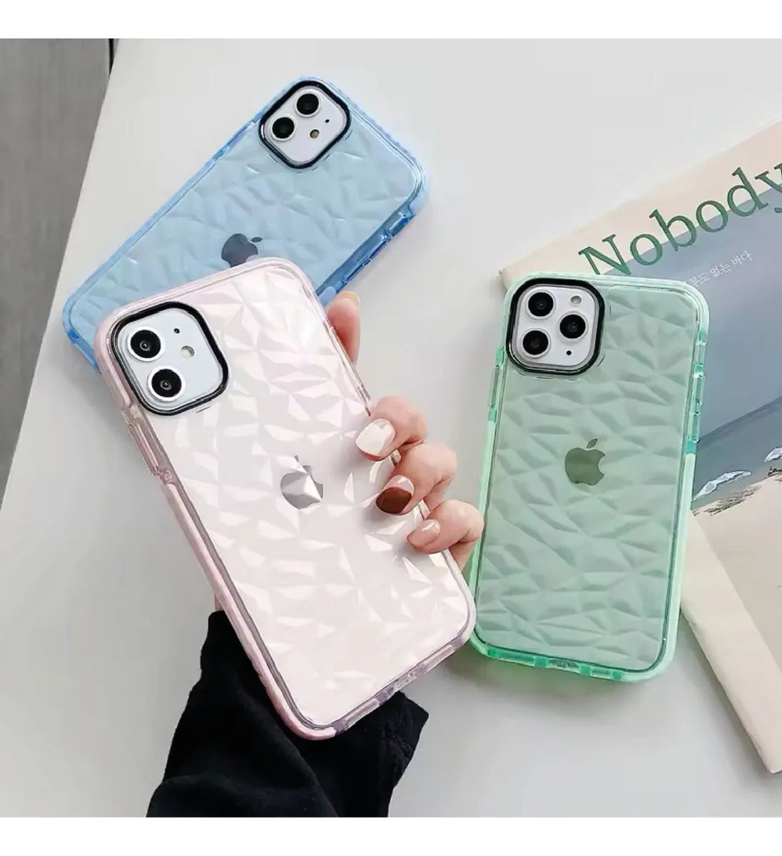Funda Protectora Semi Transparente Tipo Diamante Para iPhone 11