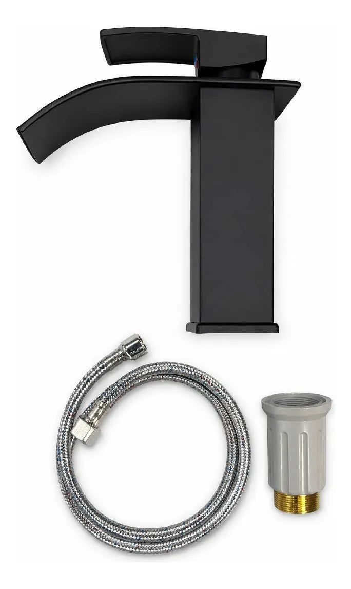 Canilla cascada monocomando negro mate para baño