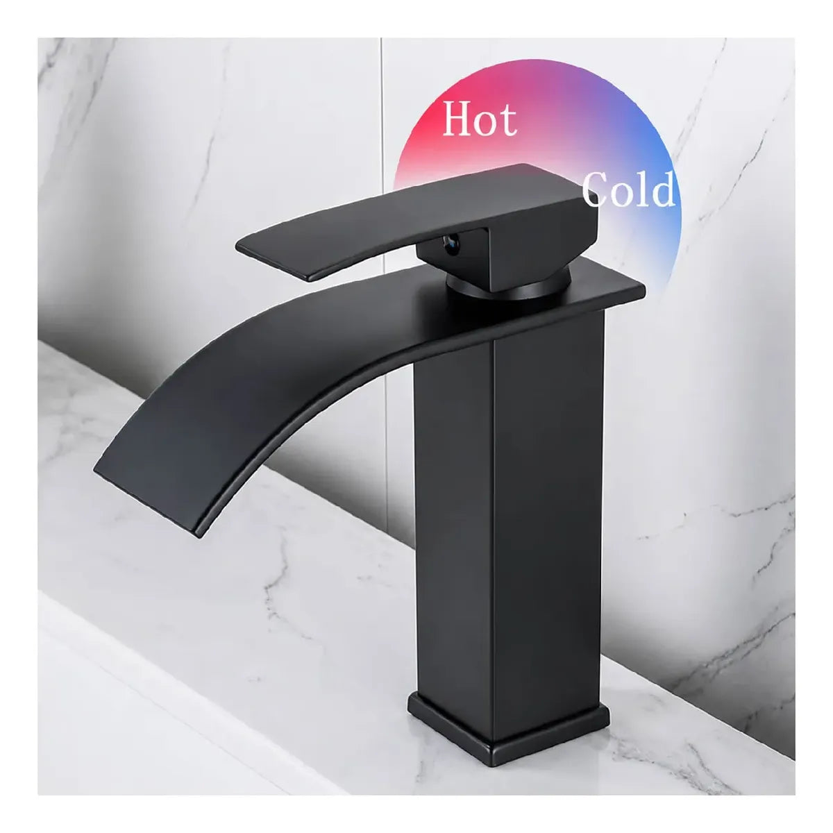 Canilla cascada monocomando negro mate para baño