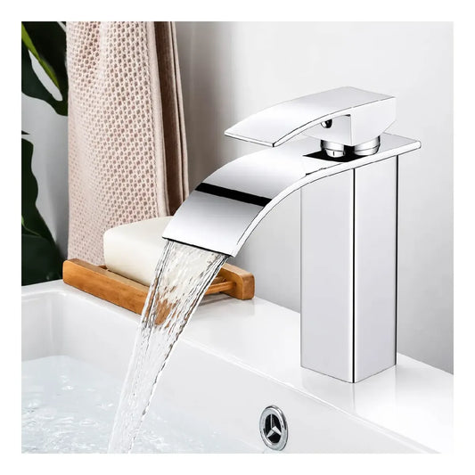 Canilla cascada monocomando cromada para baño