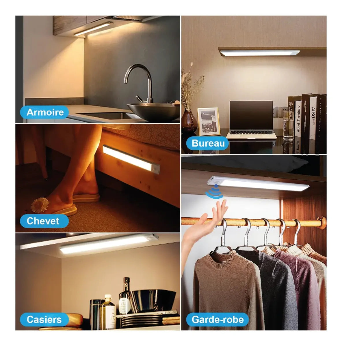 Barra de luz LED 60cm recargable con sensor de movimiento