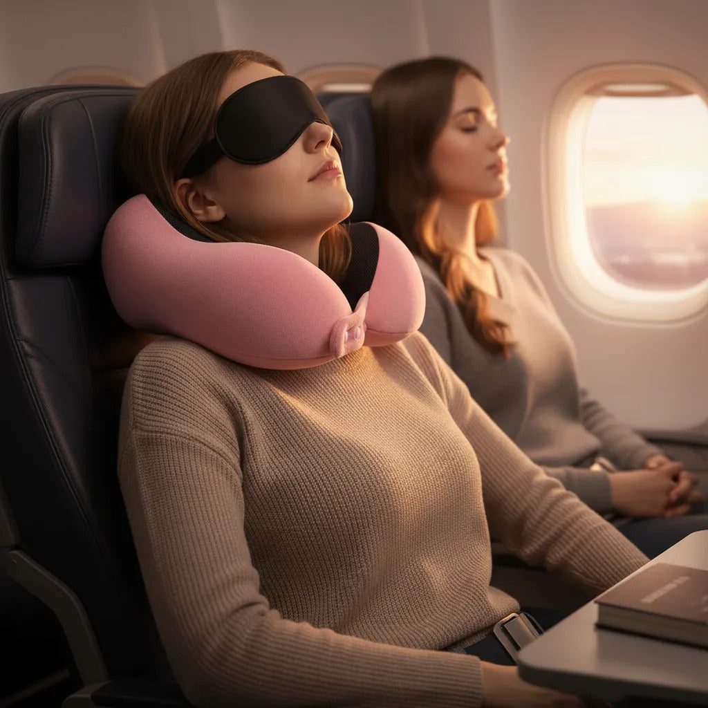Kit almohada de viaje Rosa